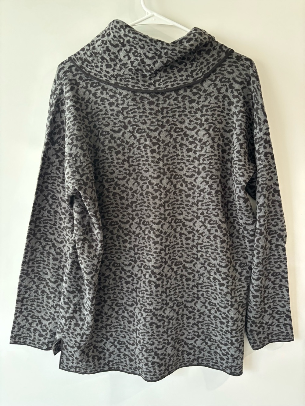 Calvin Klein Gray Leopard-Print Cowl Neck Sweater - Picture 4 of 4